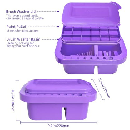MyLifeUNIT Paint Brush Cleaner, Paint Brush Holder with Palette, Purple - color: Purple