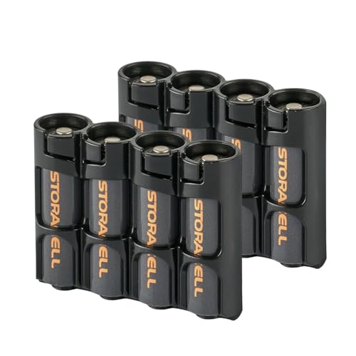 AA Battery Storage Caddy by Storacell (2 Pack), Black, Holds 4 Batteries (Not included) - size: Pack of 2