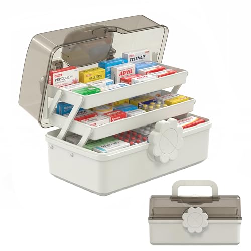 Pulseplay 3-Layer Plastic Art Craft Organizer Storage Box with Handle White