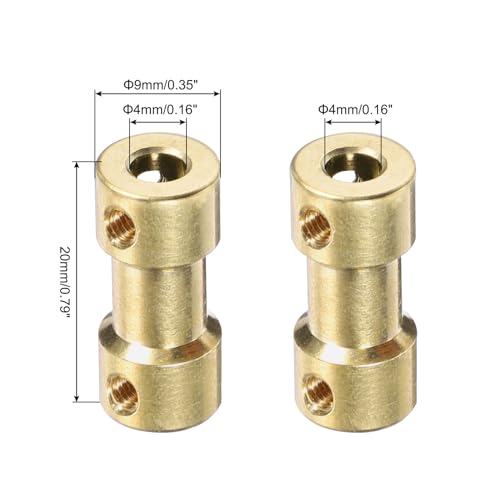 MECCANIXITY 6pcs 4mm to 4mm Brass Shaft Coupling Joint Connector with Screws and Hex Wrench Flexible Motor Shaft Coupler for Car Wheels Tires Shaft Motor - size: 4mm to 4mm