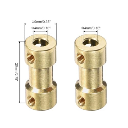 MECCANIXITY 6pcs 4mm to 4mm Brass Shaft Coupling Joint Connector with Screws and Hex Wrench Flexible Motor Shaft Coupler for Car Wheels Tires Shaft Motor - size: 4mm to 4mm