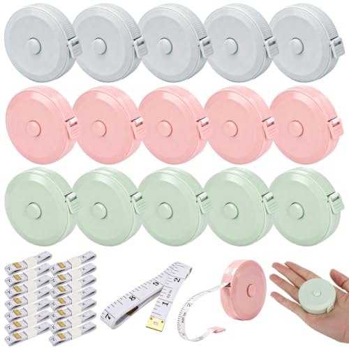 30Pcs Retractable Measuring Tapes Set, Body Fabric Sewing Measures Tape, 60 Inch, 1.5 Meter Waist Scales Rulers - color: 30pcs - 3color