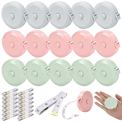 30Pcs Retractable Measuring Tapes Set, Body Fabric Sewing Measures Tape, 60 Inch, 1.5 Meter Waist Scales Rulers - color: 30pcs - 3color