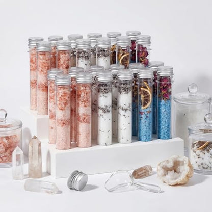 45 ml 150 Pcs Plastic Test Candy Tube Bulk Transparent Clear Bath Salt Tube Lid Plastic Vial Decor DIY Liquor Beading Seed Shampoo Hot Chocolate Spice Flower Storage Scientific Project Party