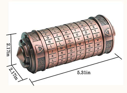 Cryptex Da Vinci Code Mini Cryptex Lock Puzzle Boxes with Special Compartments Anniversary Valentine's Day Romantic Birthday Gifts for Her Gifts for Girlfriend Box for Men - color: Copper