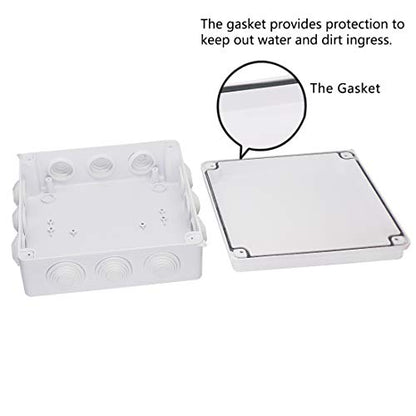 Zulkit Junction Box ABS Plastic Dustproof Waterproof IP65 Universal Electrical Boxes Project Enclosure White 7.9 x 7.9 x 3.1 inch (200 x 200 x 80mm) - size: 7.9" x 7.9" x 3.1"