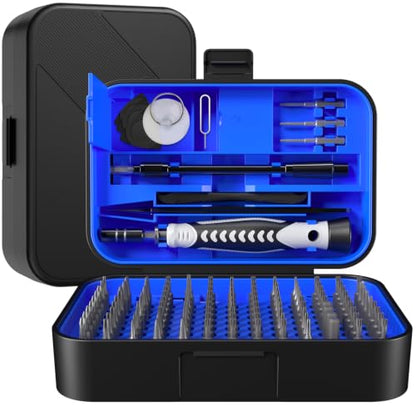 LIFEGOO Precision Screwdriver Set, 130-in-1 Electronics Repair Tool Kit with 120 Bits, Magnetic Screwdriver Kit with Flexible Shaft and Built-In Parts Box for iPhone, Laptop, PC, Xbox, Switch, Watch - color: Blue, size: 130 in 1
