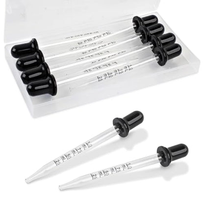Romeda 10P Eye dropper, 1ml Glass Dropper with Rubber Cap, Clear Dropper Syringe for Liquid Medicine, Essential Oils, Feeding, Lab, Measuring and Transferring