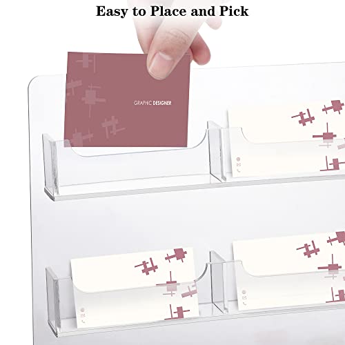 TURSTIN Business Card Holder Wall Mount Clear Sticker Display Marketing Holder Acrylic Business Card Stand Multi Pocket Rack Organizer Space Saver for Home Office (24 Pockets) - style: 24 Pockets