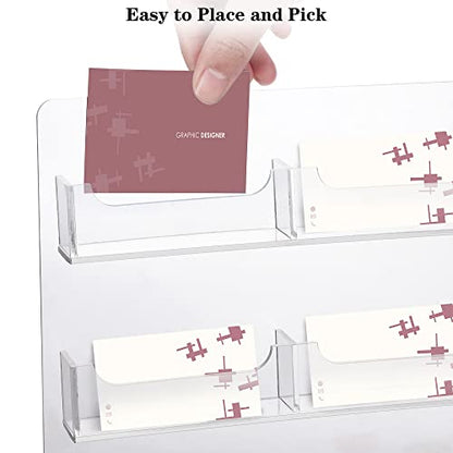 TURSTIN Business Card Holder Wall Mount Clear Sticker Display Marketing Holder Acrylic Business Card Stand Multi Pocket Rack Organizer Space Saver for Home Office (24 Pockets) - style: 24 Pockets