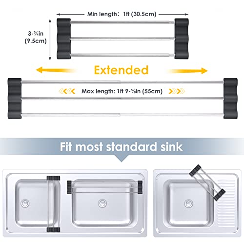 Tomorotec Adjustable Over-The-Sink Kitchen Rack, BPA-Free, Black - color: Black