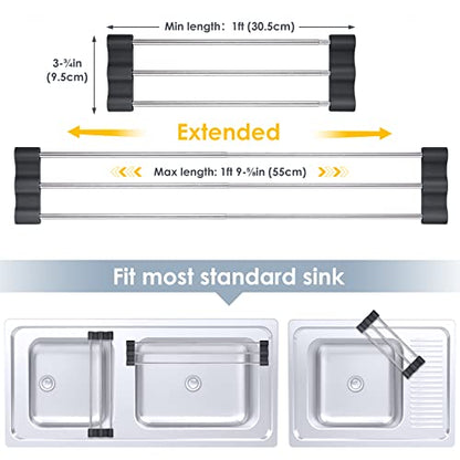 Tomorotec Adjustable Over-The-Sink Kitchen Rack, BPA-Free, Black - color: Black