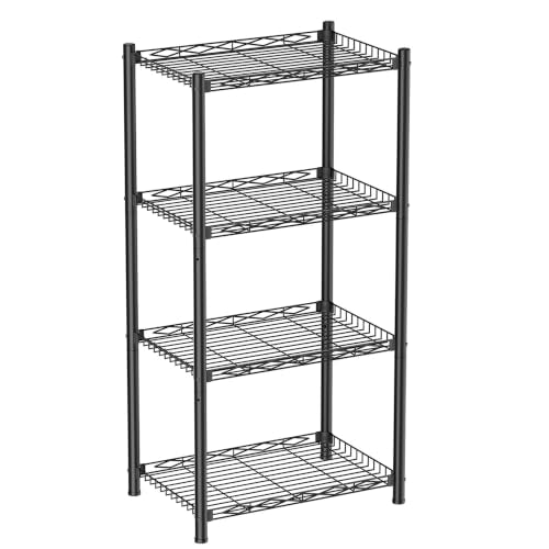 VETALLO Metal Shelving Units 4 Tier Wire Shelf (16.6" L x 11.8" W x 40" H) - color: Black, size: 4 Tier 16.6" L x 11.8" W x 40" H