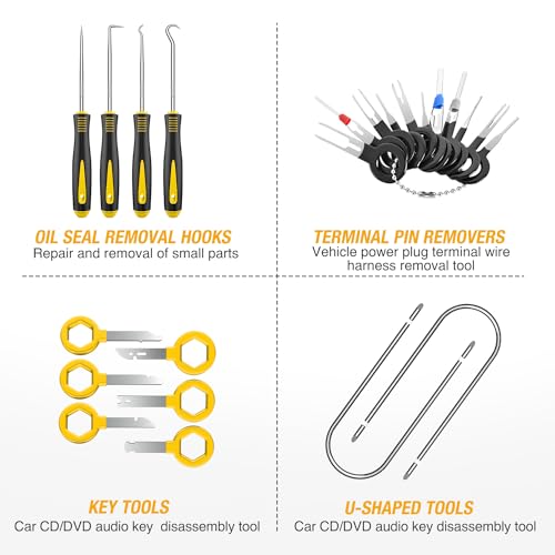 GOOACC 102Pcs Car Push Retainer Clips & Auto Fasteners Assortment - color: 102Pcs Yellow