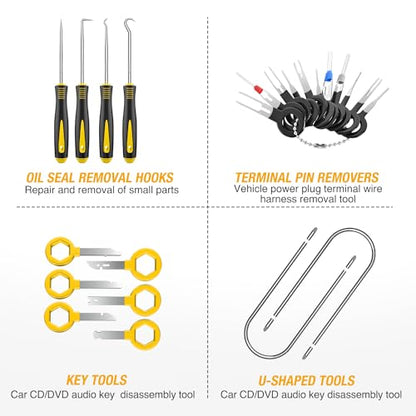 GOOACC 102Pcs Car Push Retainer Clips & Auto Fasteners Assortment - color: 102Pcs Yellow