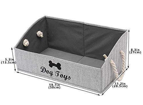 Geyecete Large Dog Toys Storage Bins-Foldable Fabric Trapezoid Organizer Boxes with Weave Rope Handle,Collapsible Basket for Shelves,Dog Apparel(Striped Gray-Dog) - color: Striped Gray