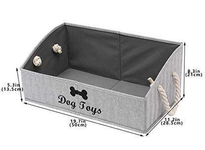 Geyecete Large Dog Toys Storage Bins-Foldable Fabric Trapezoid Organizer Boxes with Weave Rope Handle,Collapsible Basket for Shelves,Dog Apparel(Striped Gray-Dog) - color: Striped Gray