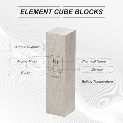 PATIKIL 2Pcs Nickel Cube, 0.5x0.5x2" Ni Density Stick High Density Element Rod Unique Metal Cube Periodic Table of Elements Collections Lab Experiment Teacher Scientific Classes - style: Nickel