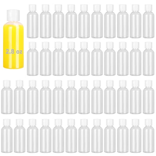 80 Pack 2.8 oz Clear Plastic Bottles with White Flip Caps, Travel-Friendly, BPA-Free Cosmetic Bottles - size: 80 Pack 2.8 oz