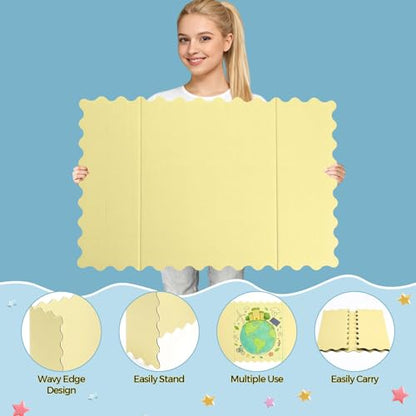 Mooliwe 4 Pack 21" x 14" Trifold Poster Board Scalloped, Pastel - color: Pastel, size: 21" X 14"