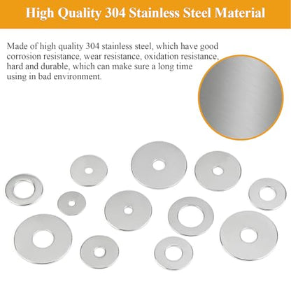 110 Pieces M5x20x1.2mm Fender Washers, 304 Stainless Steel Flat Washers, Fender Washers, Metal Washers for Screws Bolts - size: M5X20X1.2mm