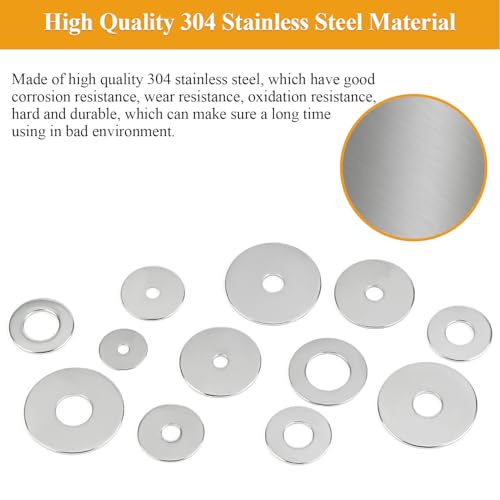 60 Pieces M10x30x1.5mm Fender Washers, 304 Stainless Steel Flat Washers, Fender Washers, Metal Washers for Screws Bolts - size: M10X30X1.5mm