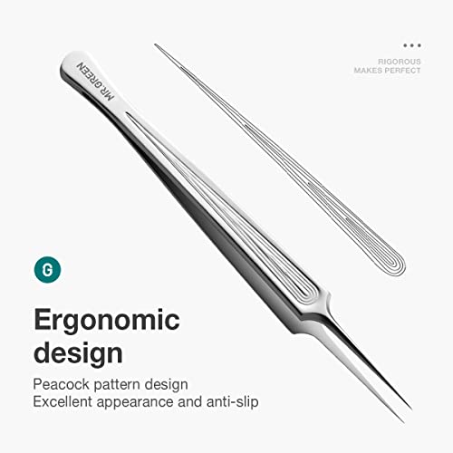 MR.GREEN Ingrown Hair Tweezers Needle Nose Pointed Tips Tweezers For Eyebrows Splinters Blackhead Removal Acne Clip Extractor (Short) - size: Short