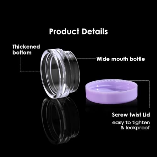 Eternal Moment 50 Pack 3G Sample Containers with Lids Cosmetic Small Jars - color: Purple Lid, size: 0.1 Ounce