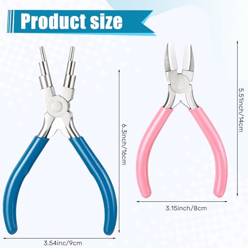 Mudder 2 Pcs Jewelry Making Tool 6 in 1 Bail Making Plier,Blue and Pink - color: Blue and Pink