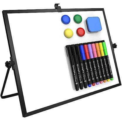 Dry Erase White Board with Stand, 16"x12" Double-Sided Magnetic Whiteboard - color: Black