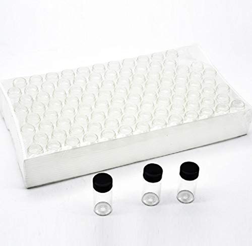 Pack of 100 Glass Vials with Black Phenolic Screw Caps (2ml, Clear) - color: Clear, size: 2ml