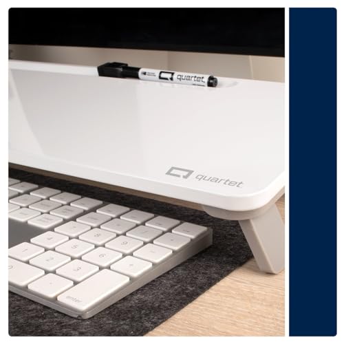 Quartet Dry Erase White Board, Magnetic Desktop Computer Pad for Notetaking, 21" x 7-3/4” Whiteboard, 1 Dry Erase Marker and Keyboard Pad, White Surface (Q090F01-R)
