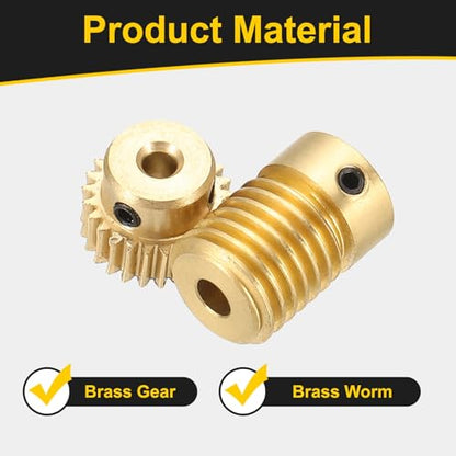 uxcell Worm Gear Set Right Rotation 25T 0.5 Module 1:25 Reduction Rate - size: Gear-3mm, Rod-4mm Bore, style: 0.5M-25T