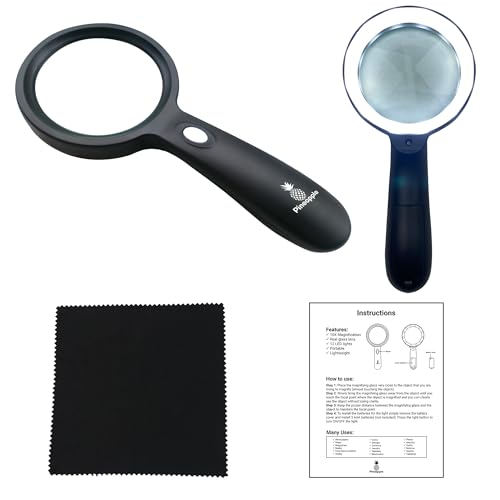 Magnifying Glass with Light, 10X Lighted Magnifier Handheld, Large Magnifying Glass for Reading, Seniors, Macular Degeneration, Elderly