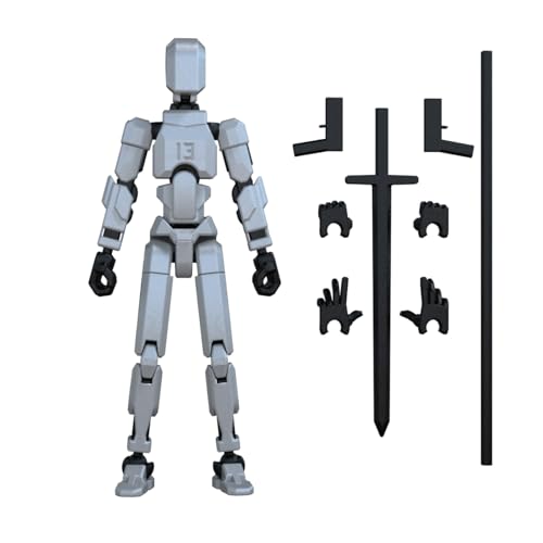 MerryXD T13 3D Action Figure,Assembly Completed Dummy Nova Titan Lucky 13 Action Figure 3D Printed Multi-Jointed Movable Toy Silver - color: Silver