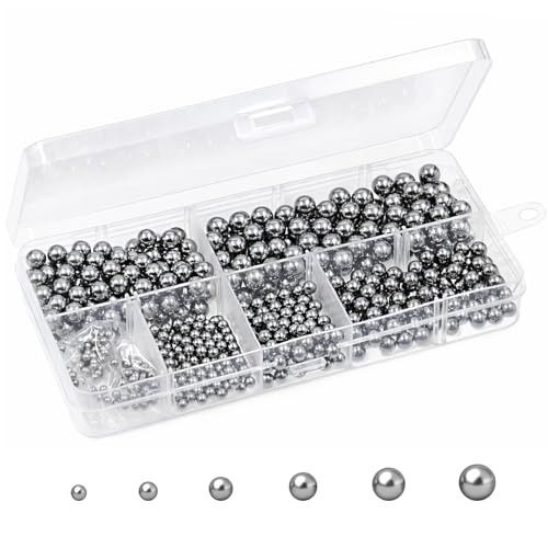 620Pcs 6 Sizes SAE 304 Stainless Steel Ball Assortment Kit, 3/32” 1/8” 5/32” 3/16” 7/32” 1/4” Precision Bicycle Bearing Balls