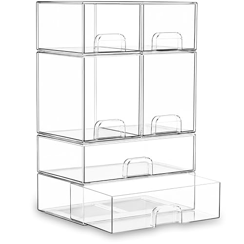 Stackable Storage Drawer Organizers Set of 6 for Bathroom Organizer Storage - color: 6 PCS丨2W+2H+2S丨Fits Baby Bottle