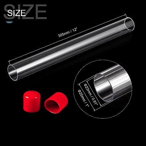 PATIKIL Clear Rigid Tube Round Plastic Tubing 305mm/ 12 ‘’ Length, 14 Set - color: Red,Clear, size: 0.91"x1"