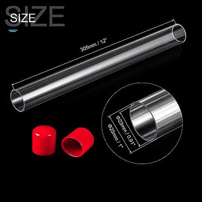 PATIKIL Clear Rigid Tube Round Plastic Tubing 305mm/ 12 ‘’ Length, 14 Set - color: Red,Clear, size: 0.91"x1"