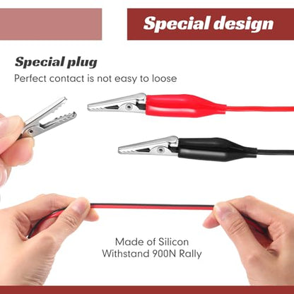 EBOOT 10 Pcs Alligator Clips Electrical, 40 Inches Test Leads with Alligator Clips, Double-ended Jumper Wires for Electrical Testing, Circuit Connection, Experiment