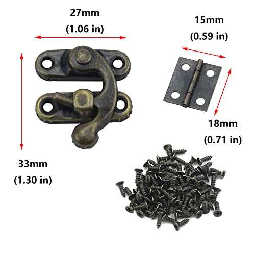 Antrader 40Pcs Mini Box Hinge, 20Sets Antique Right Latch Hasp for Wood Box - color: Bronze Tone, size: Small