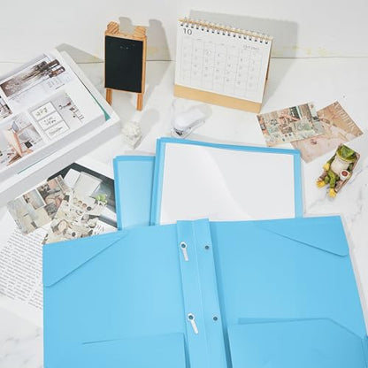 Henoyso 36 Pcs Plastic Folder with Clear Front Pocket, Light Blue - color: Light Blue