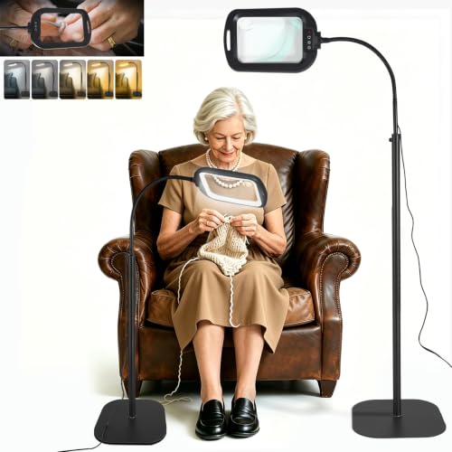 10X 30X Extra Large Magnifying Glass with Light and Stand - color: Matt Black