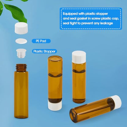 12PCS 20ml Amber Glass Small Vials with White Screw Caps & Plastic Stoppers - color: AMBER, size: 20ml