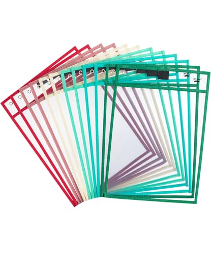Mr. Pen- Reusable Dry Erase Pocket Sleeves, 10" x 14", 12 Pack, Colorful - color: Coral, size: 12 Pack