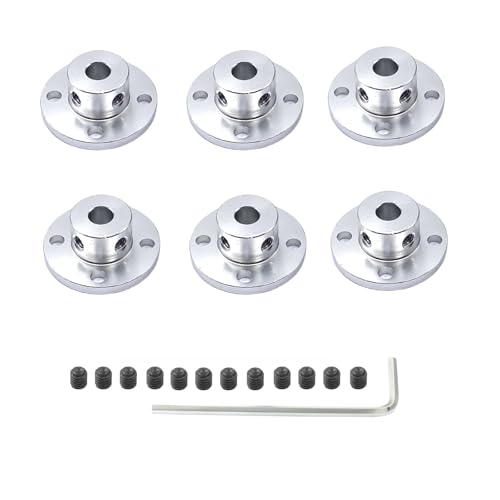 6 Pcs 6.35mm Aluminum Flange Coupling Connectors,Rigid Flange Shaft Coupling Guide Shaft Support Coupler for DIY RC Model Motors - size: 6.35mm