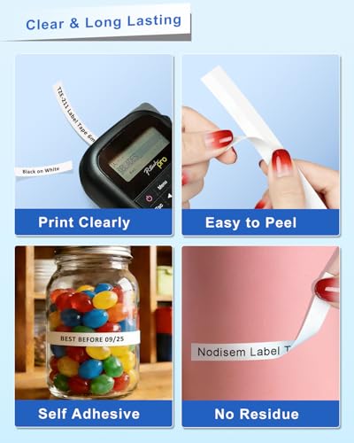 6mm 0.23" Compatible with Brother Label Maker Tape TZe-211 TZe Tz Tape - color: White, size: 6mm 0.23 inch