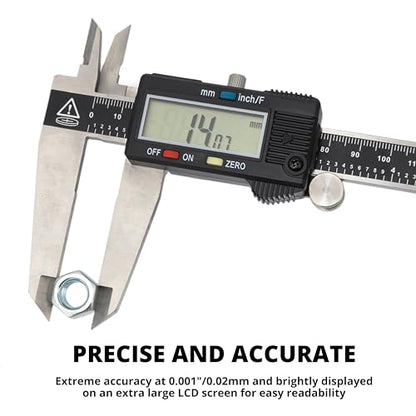 NEIKO 01409A 12” Electronic Digital Caliper | Extra Large Display | 0-12 Inches | Inch/Fractions/Millimeter Conversion | Polished Stainless Steel - size: 12 Inch, style: Stainless Steel