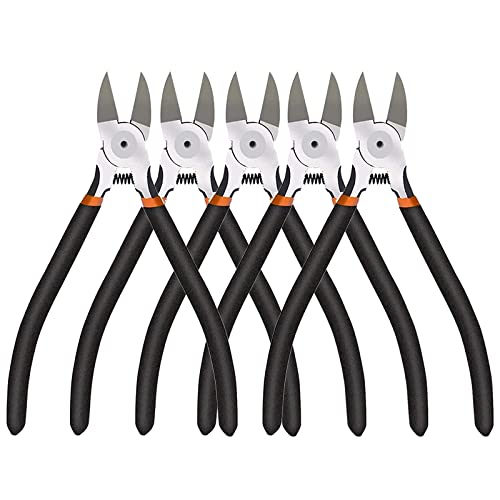BOENFU Wire Cutters Heavy Duty 5 Pack Side Cutters Wire Snips Flush Cut Pliers Metal Cutting Tool for Crafting, Floral, Artificial Flowers, Chicken Wire, Electrical, 6 Inches - color: 6 Inches - 5 Pack - Black Handle