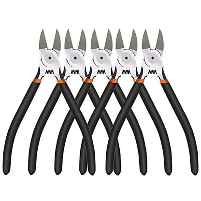 BOENFU Wire Cutters Heavy Duty 5 Pack Side Cutters Wire Snips Flush Cut Pliers Metal Cutting Tool for Crafting, Floral, Artificial Flowers, Chicken Wire, Electrical, 6 Inches - color: 6 Inches - 5 Pack - Black Handle